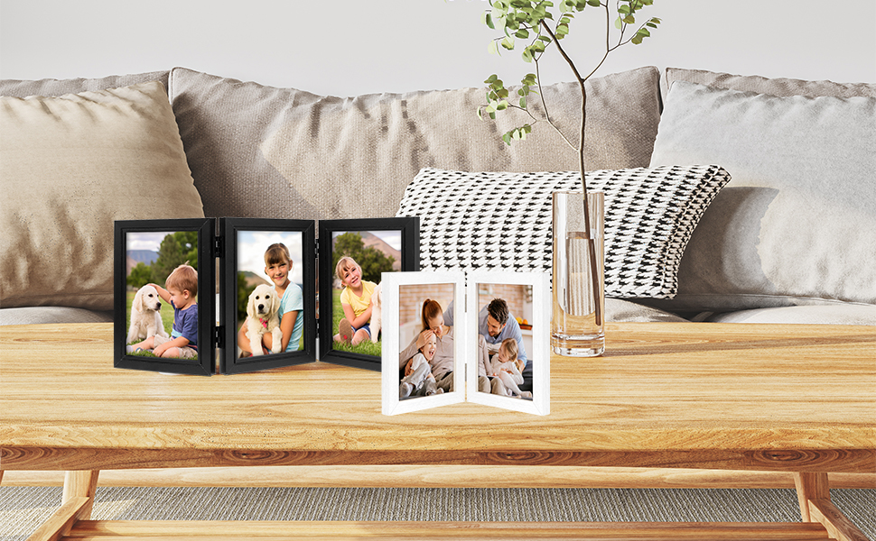 Double/Triple Photo Frame 180° Foldable Hinged Picture Frame Stand ...