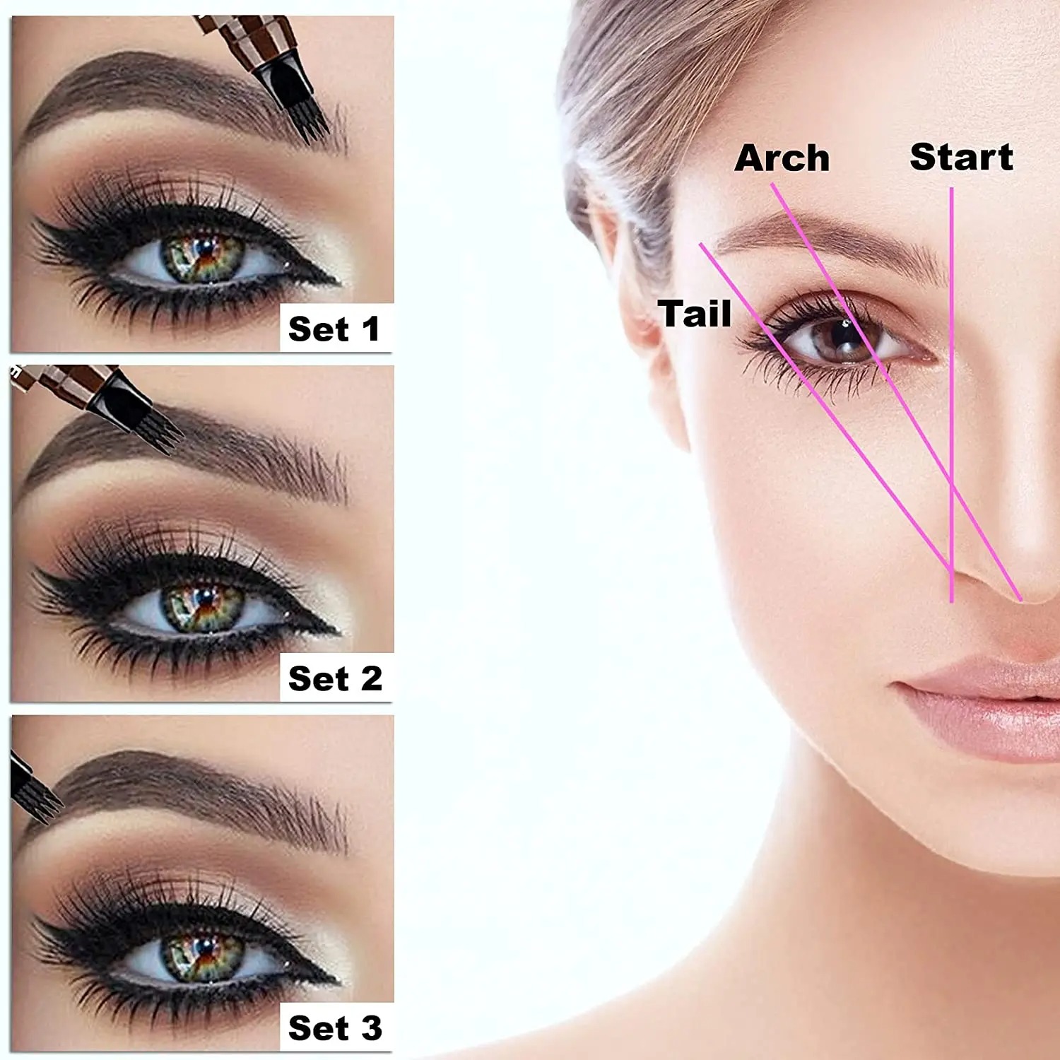 4 Point Eyebrow Pencil Makeup for women Waterproof Liquid Eyebrow Pen ...