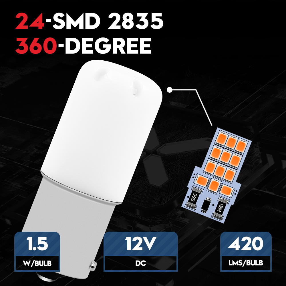 VEHICODE 1 Piece 12V LED Bulb P21W 1156 PY21W BAU15S 1157 P21/5W BAY15D ...