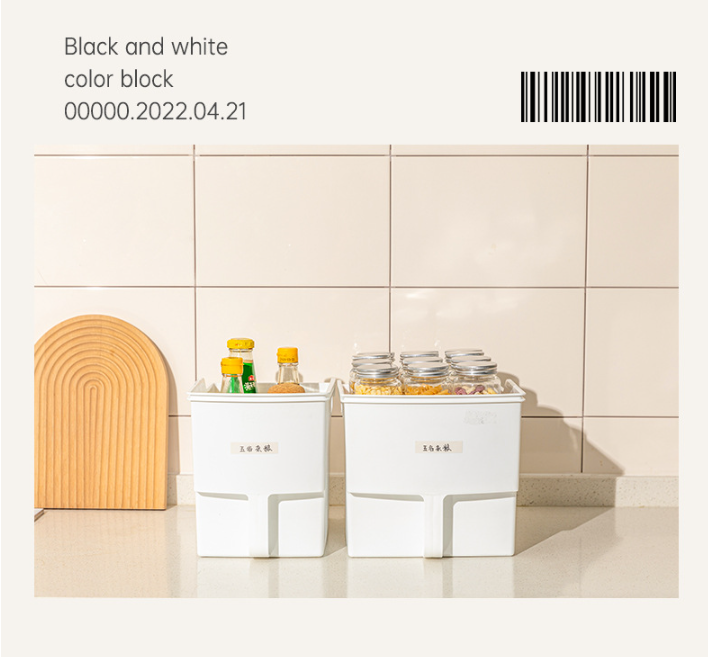 Slanted bottom handle cabinet storage box and grains storage basket ...