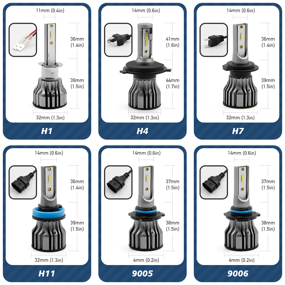 VEHICODE 1 piece H1 H4 H7 H11 HB3 9005 HB4 9006 HIR2 9012 LED Headlight ...