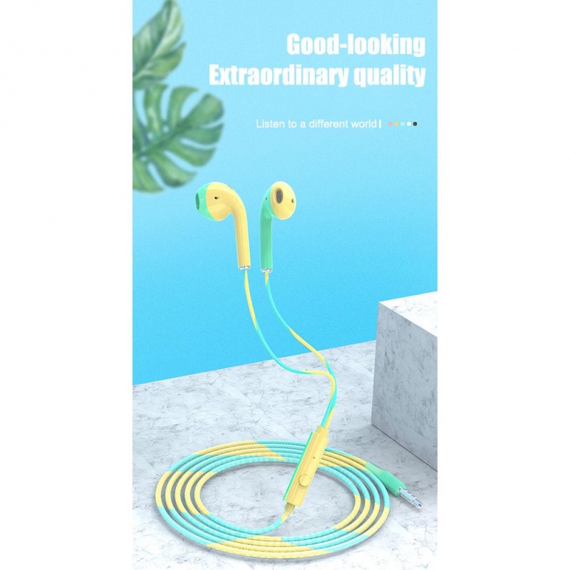 Macaron U24 Earphones Music Wired 3.5mm Wire-Controlled Stereo Headsets ...