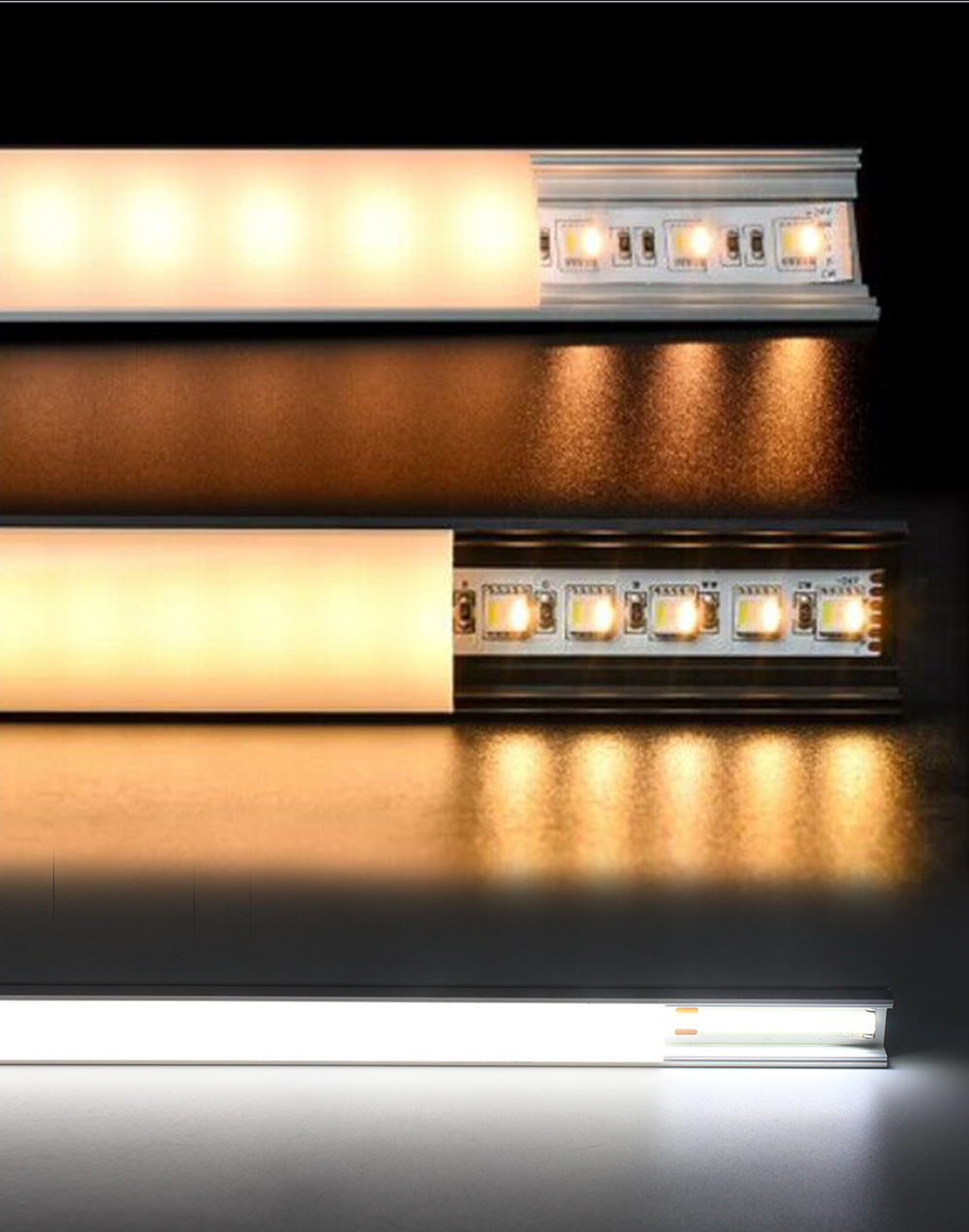 50CM LED Strip Light Aluminium Profile Channel Silvery Black Diffuser ...