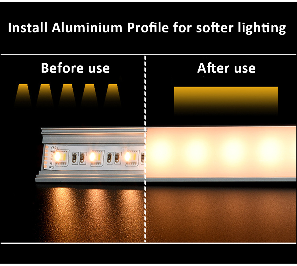 LED Corner Aluminium Profile 50CM Channel Holder Diffuse for Led Strip ...