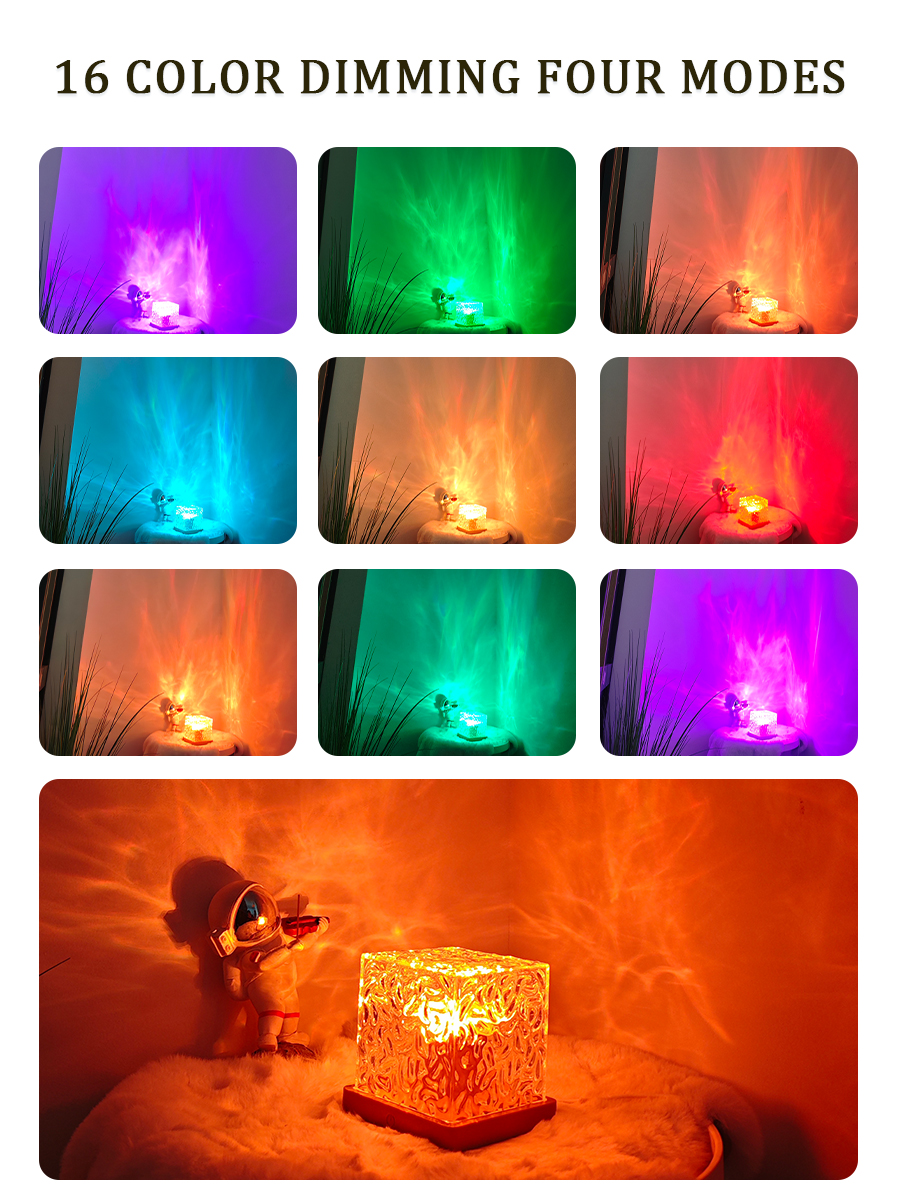 Water ripple USB atmosphere decoration 16 color crystal light LED night ...
