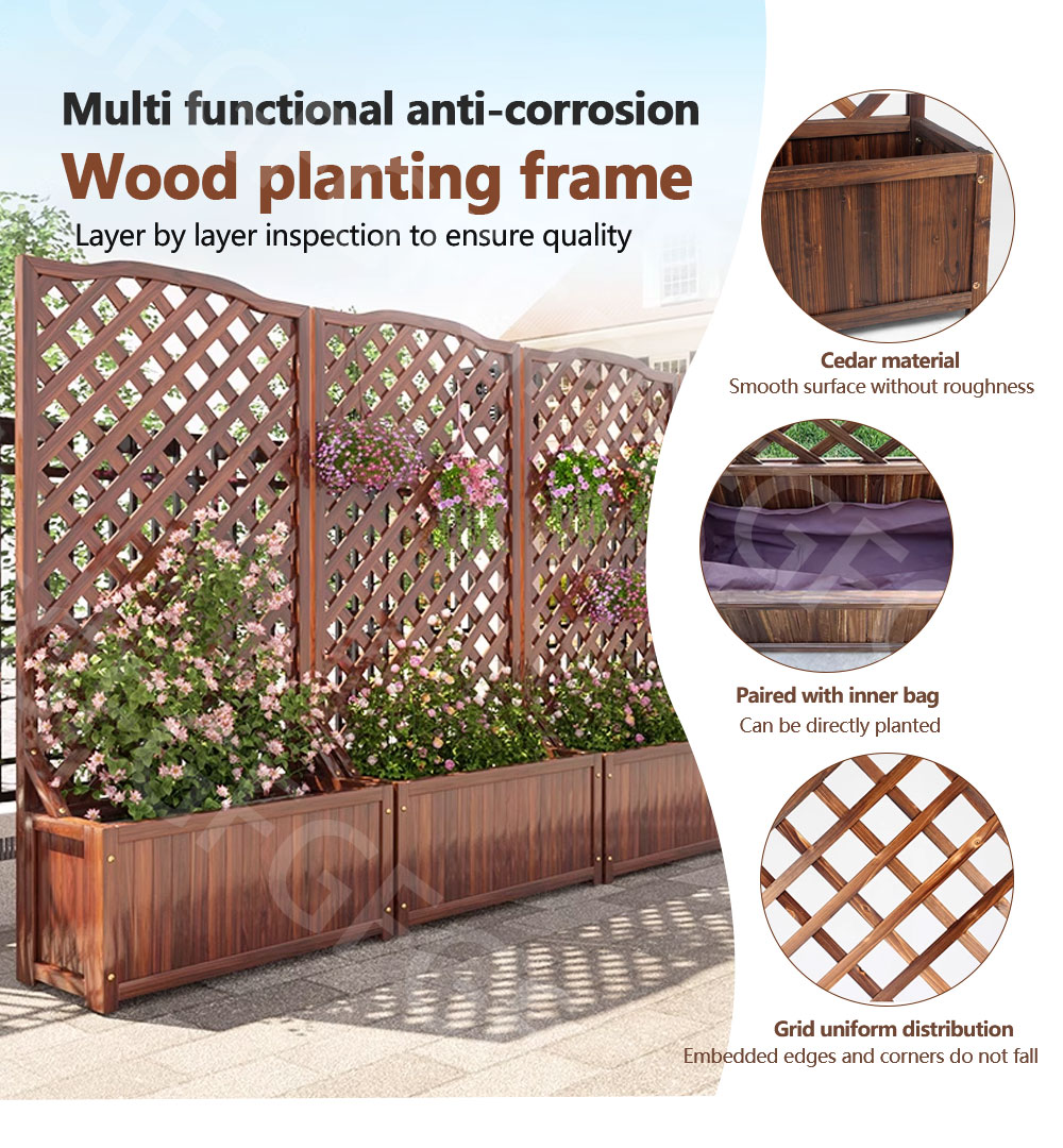 SG_FOREVERGREEN | Trellis With Planter Box Wooden Plant Rack Wood ...