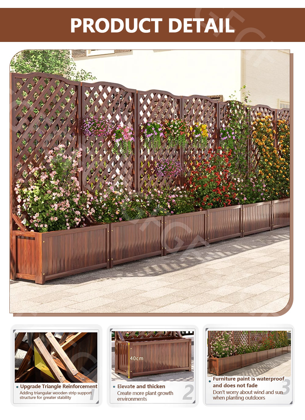 SG_FOREVERGREEN | Trellis With Planter Box Wooden Plant Rack Wood ...