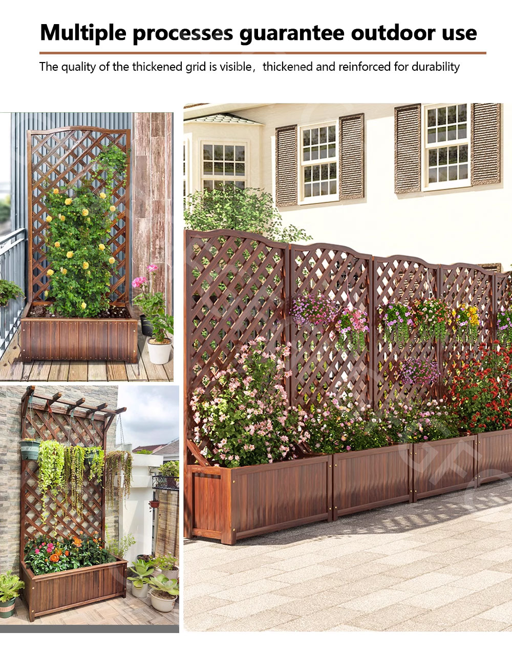 SG_FOREVERGREEN | Trellis With Planter Box Wooden Plant Rack Wood ...