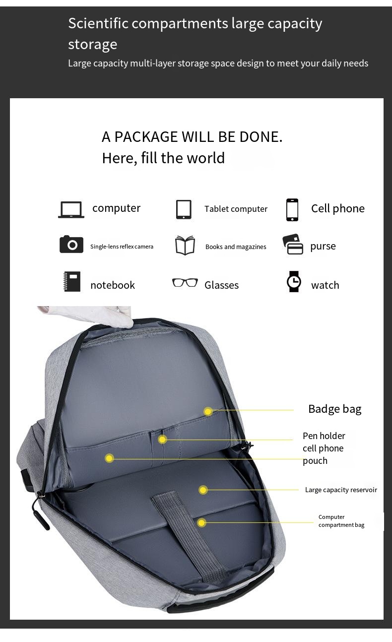 Classic Men's Computer Bag Casual Business Backpack Simple Commuter ...