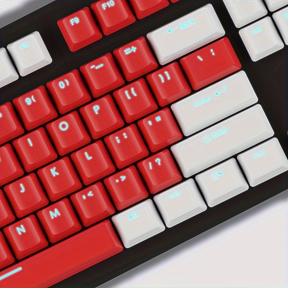 White Red 104 Key Cap,ABS Material OEM Universal Backlight Key Cap ...