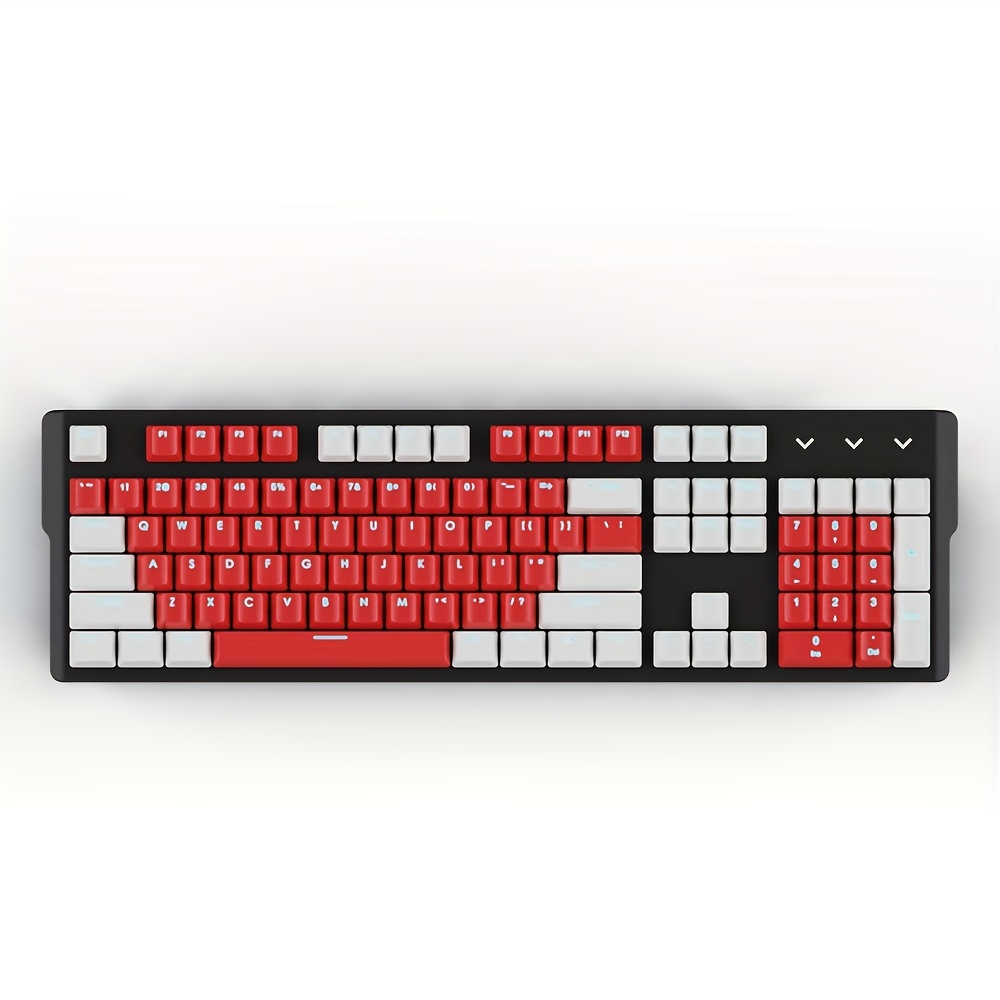 White Red 104 Key Cap,ABS Material OEM Universal Backlight Key Cap ...