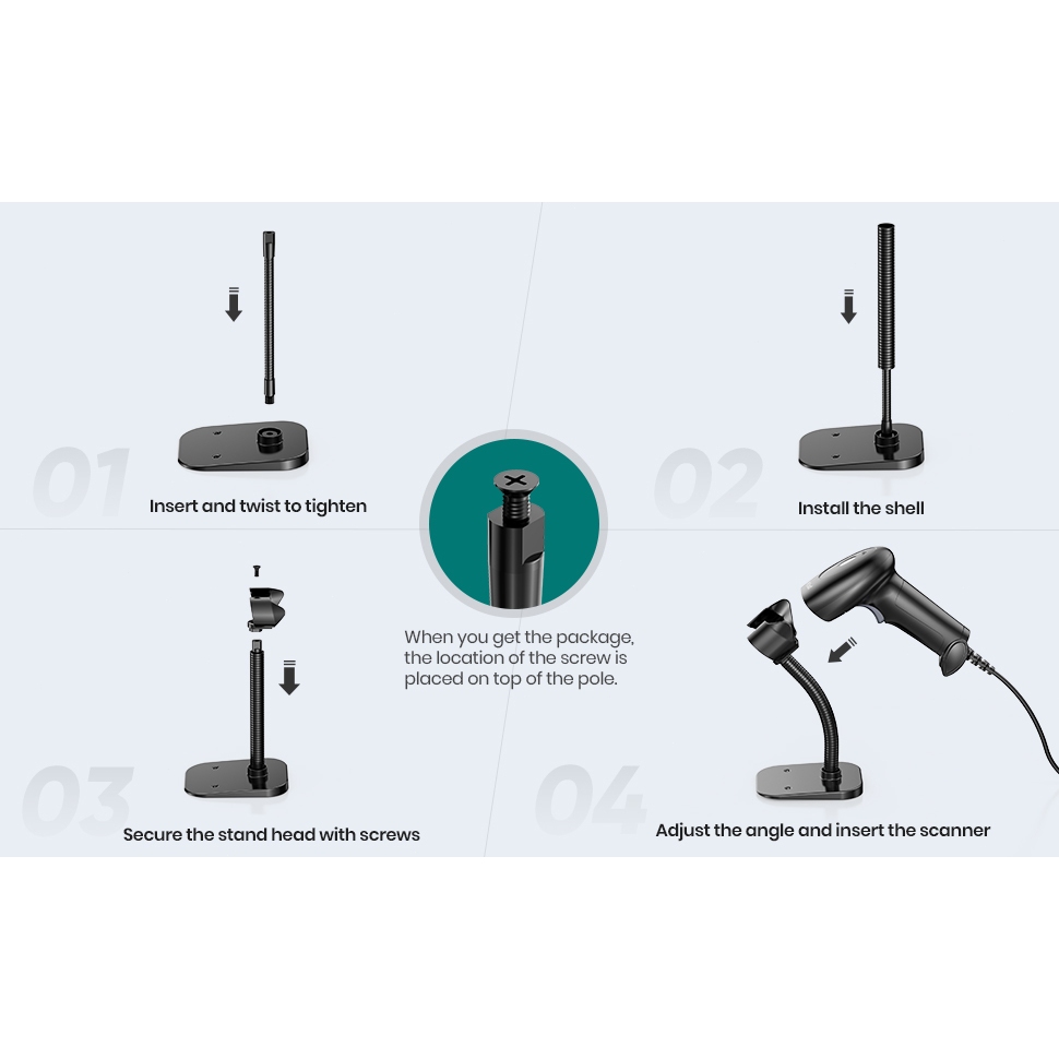 Anyeast Barcode Scanner with Stand USB Wired Inventory 2D 1D QR Code ...