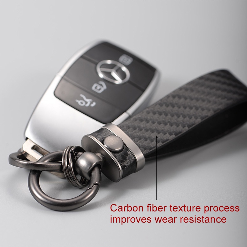 *Ready Stock* Carbon Fiber Leather Car Keychain Ring Key Holder ...