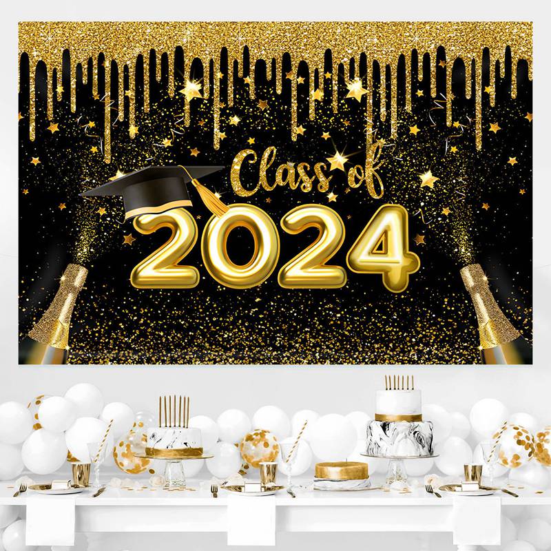1*1.5M Congratulations 2024 Happy Graduation Backdrop Party Decoration ...