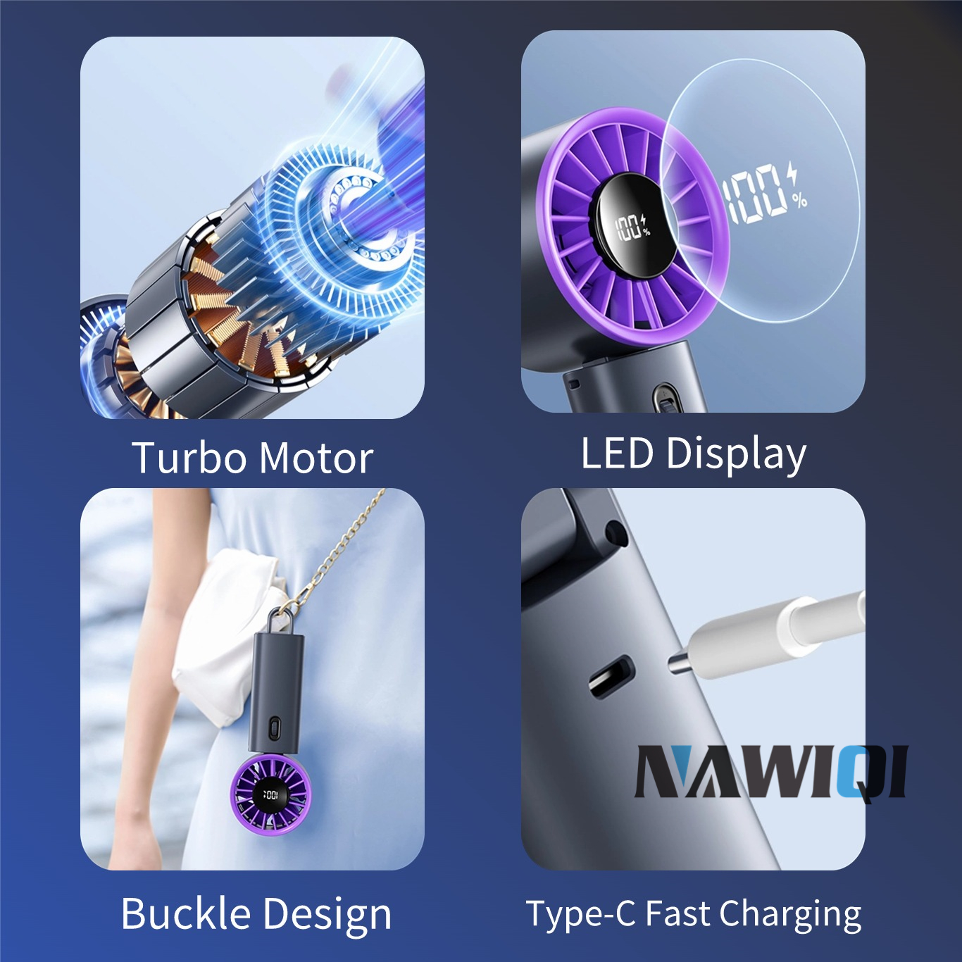 【Ready Stock】Turbofan 100-Speed Portable Fan Strong Wind, LED Display ...