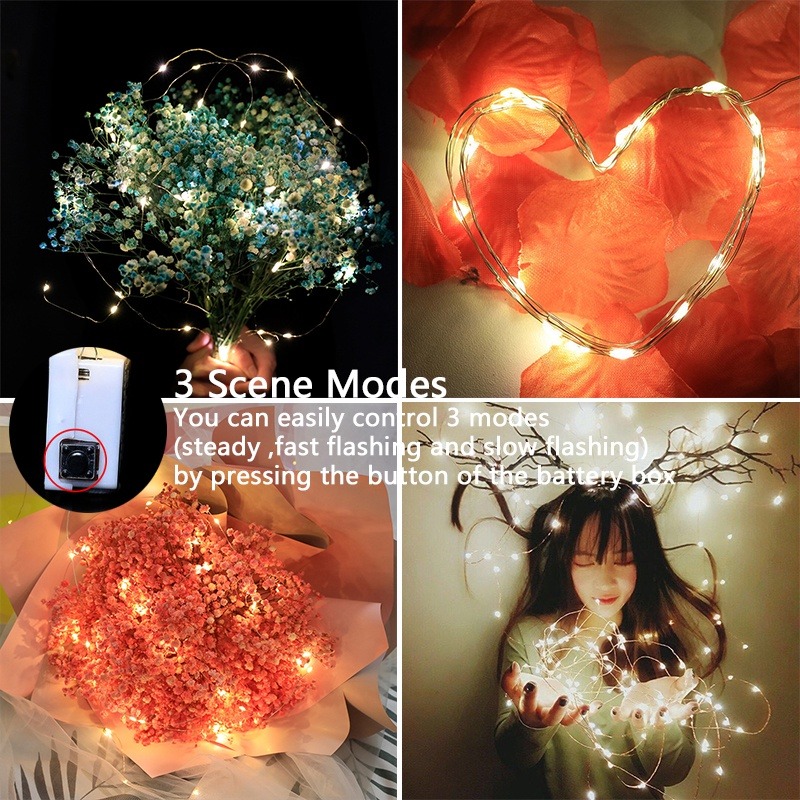 3M Battery-Powered LED Fairy String (20 Lights), 3 Modes Waterproof ...