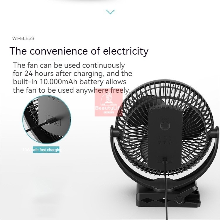 10000 mAh Portable Fan Strong Wind Usb Fan,8-inch Rechargeable Desk Fan ...