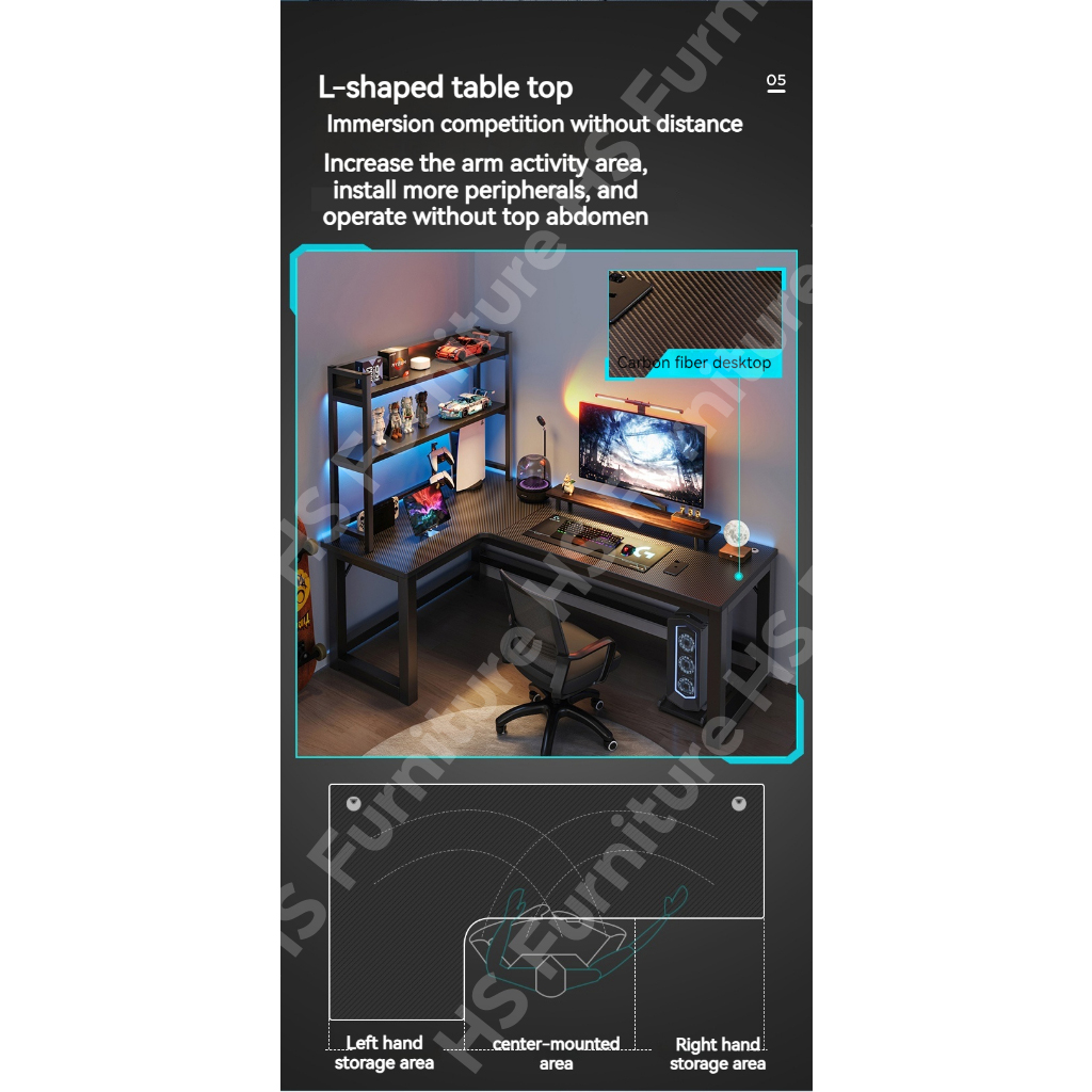 Gaming Table carbon fibre Corner Esports Table, Computer Table, Desktop ...