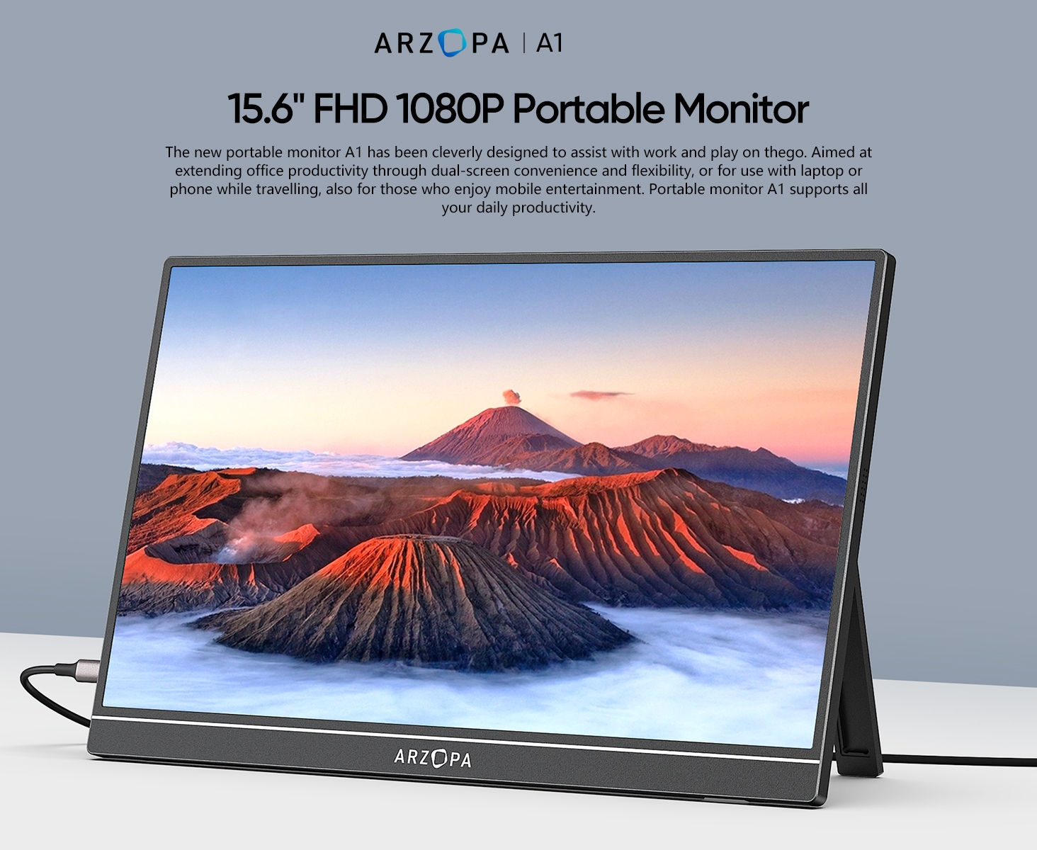 ARZOPA Portable Monitor A1- 15.6'' FHD 1080P, Ultra-Slim Portable ...