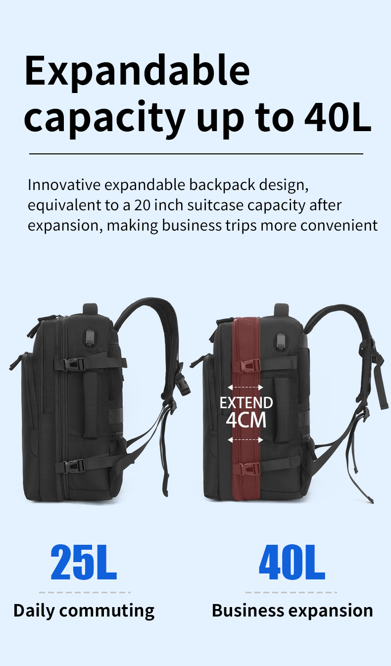Ready Stock 40L travel Backpack man expandable waterproof luggage ...