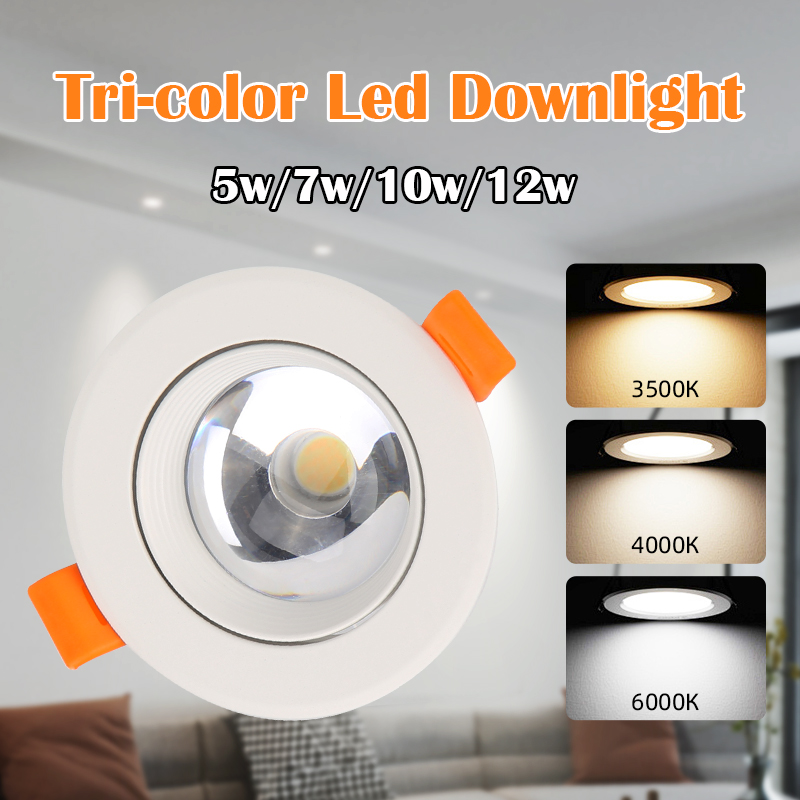 Tri-color LED Downlight 5W 9W Recessed LED Lamp Spot Light 220V 230V ...