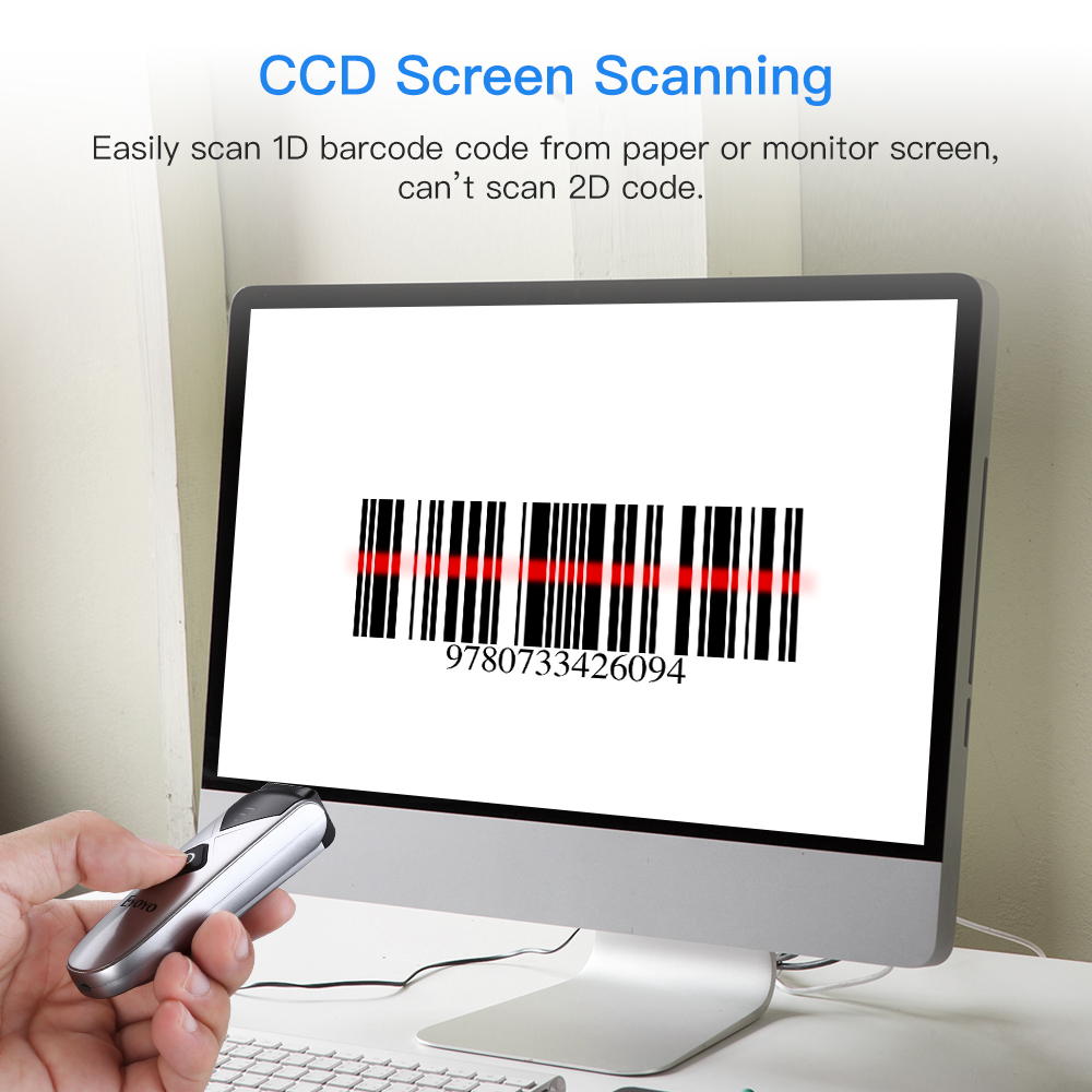 EYOYO Mini 1D 2D 2.4G Wireless Barcode Scanner 3-in-1 Via Bluetooth USB ...