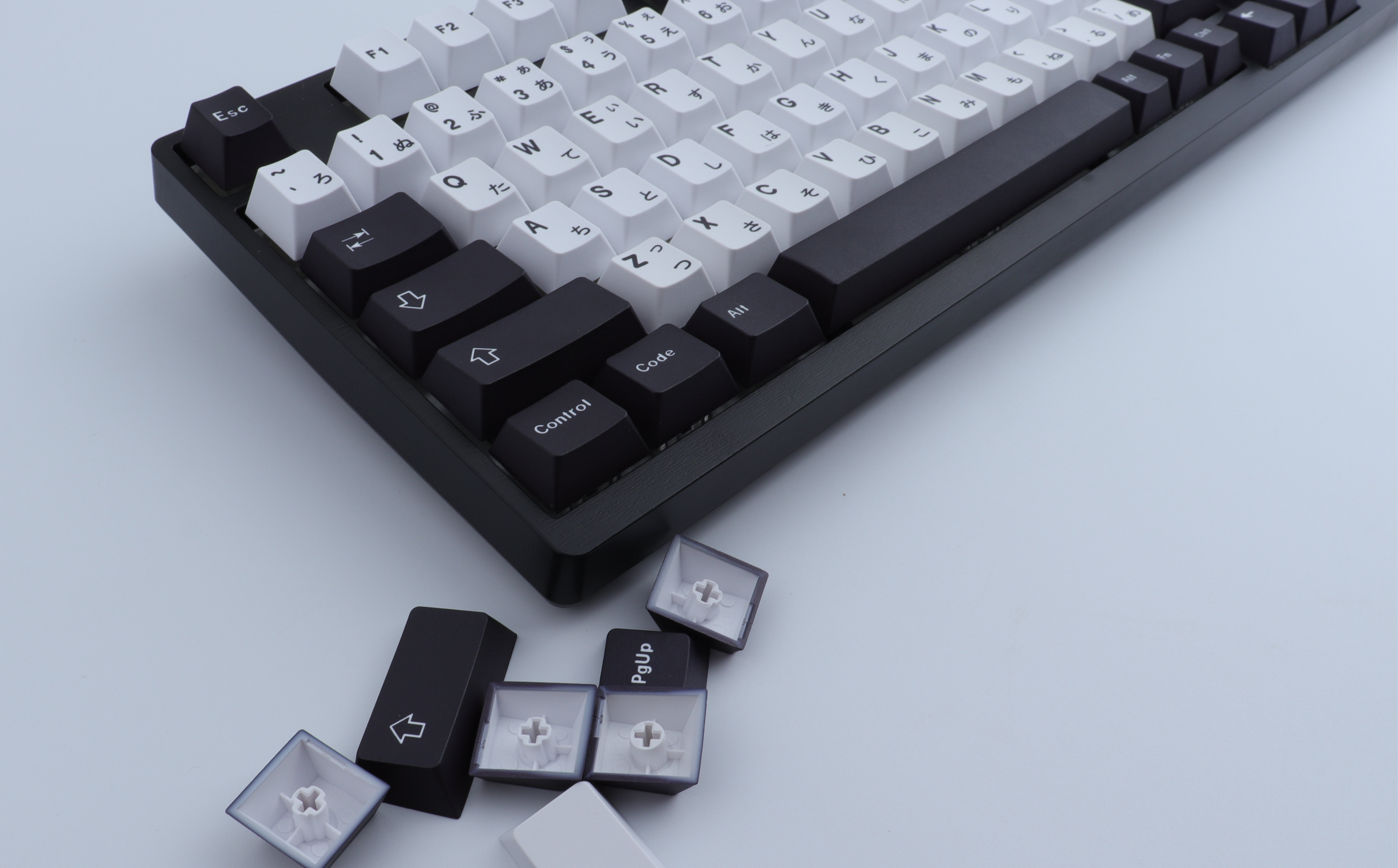 GMK black white japanese Keycap 129 Keys PBT Material Cherry Profile ...