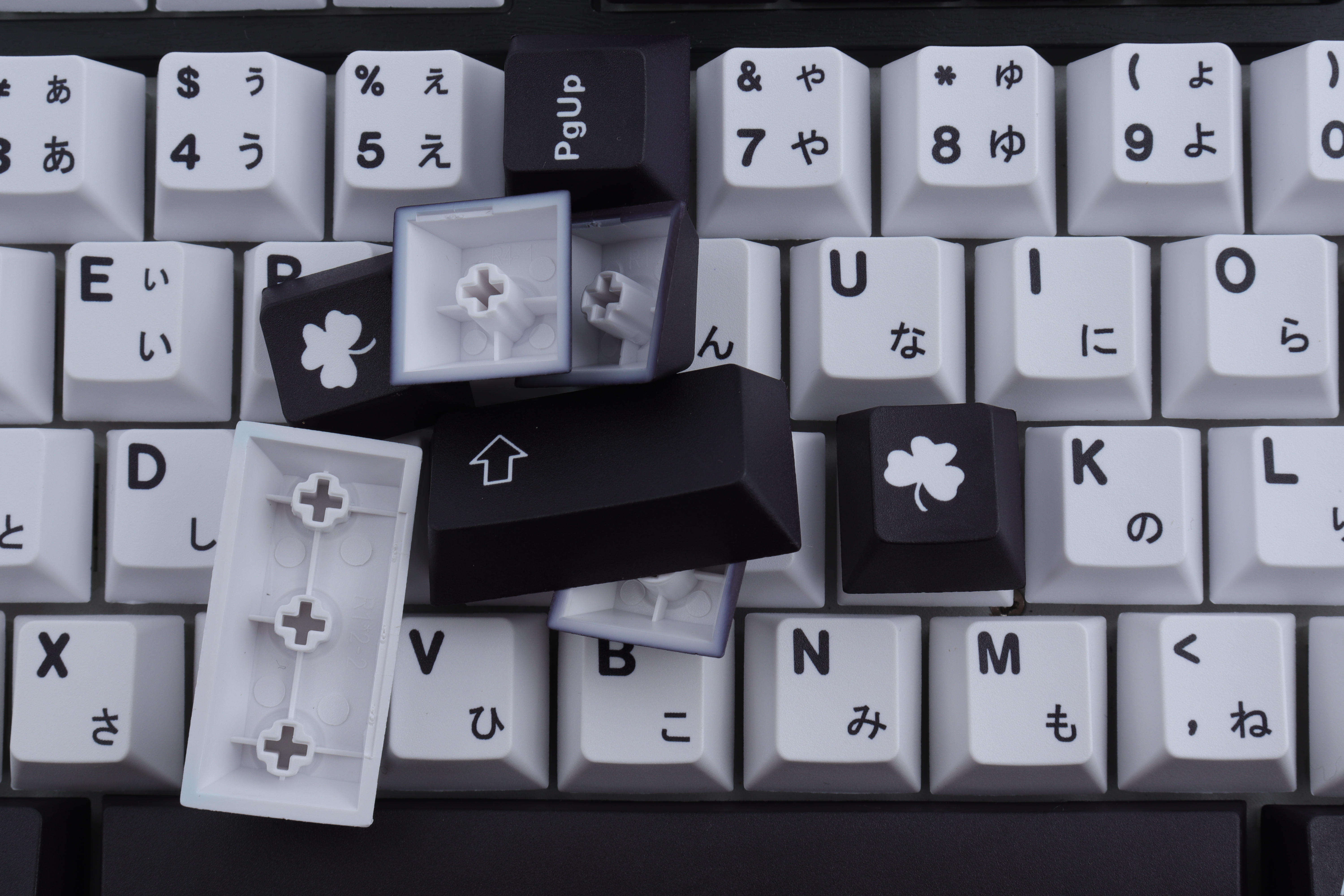 GMK black white japanese Keycap 129 Keys PBT Material Cherry Profile ...