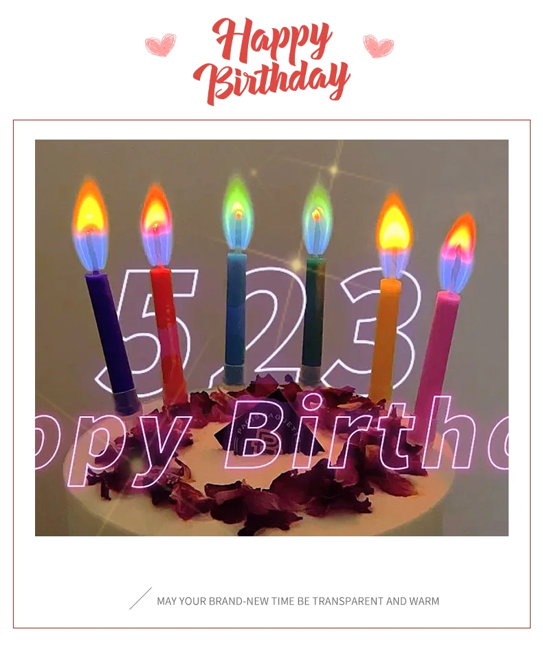 Colorful Flame Candles, Used for Birthday Cake Decoration, Birthday