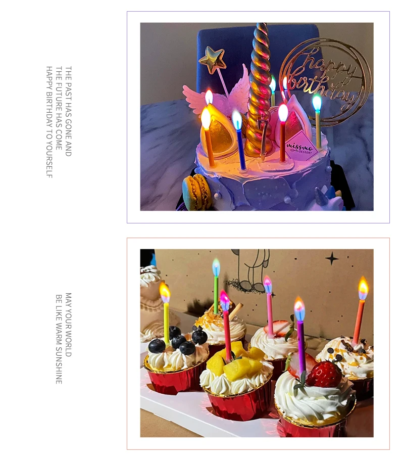 Colorful Flame Candles, Used for Birthday Cake Decoration, Birthday