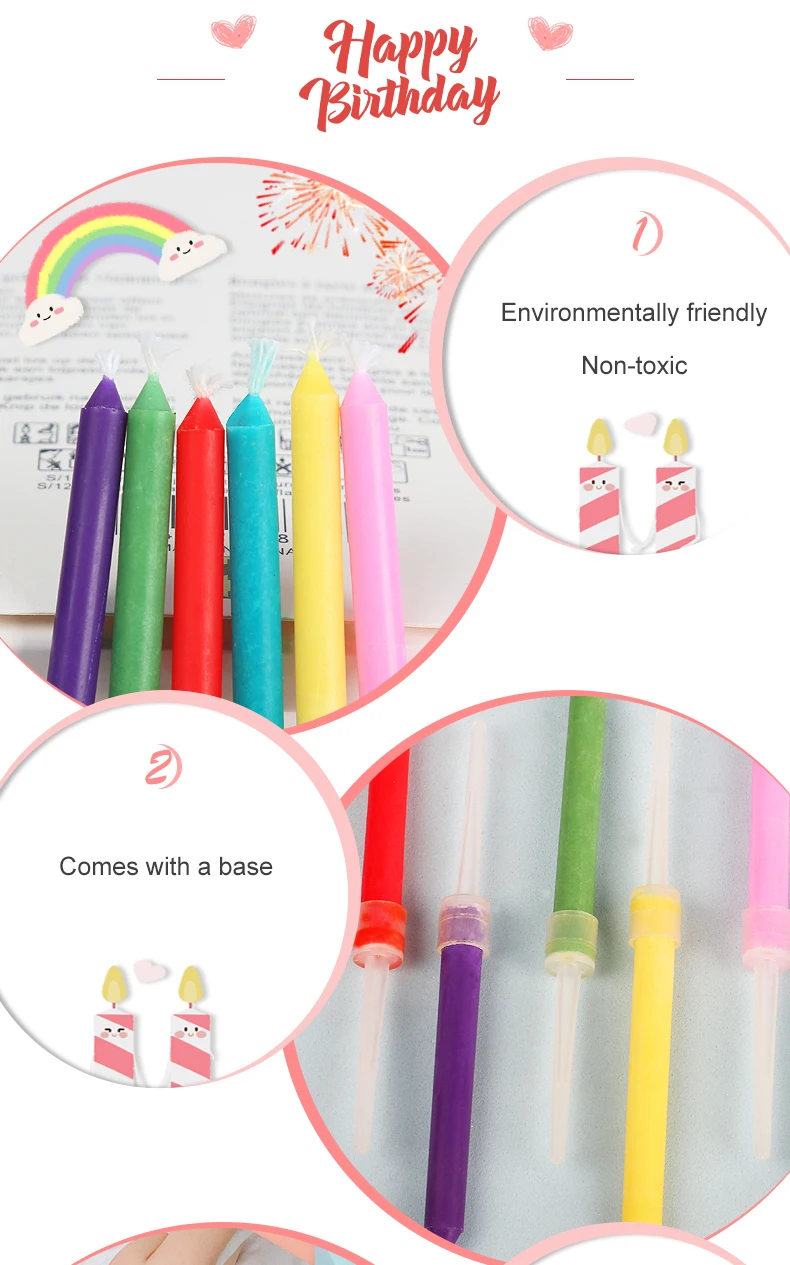 Colorful Flame Candles, Used for Birthday Cake Decoration, Birthday