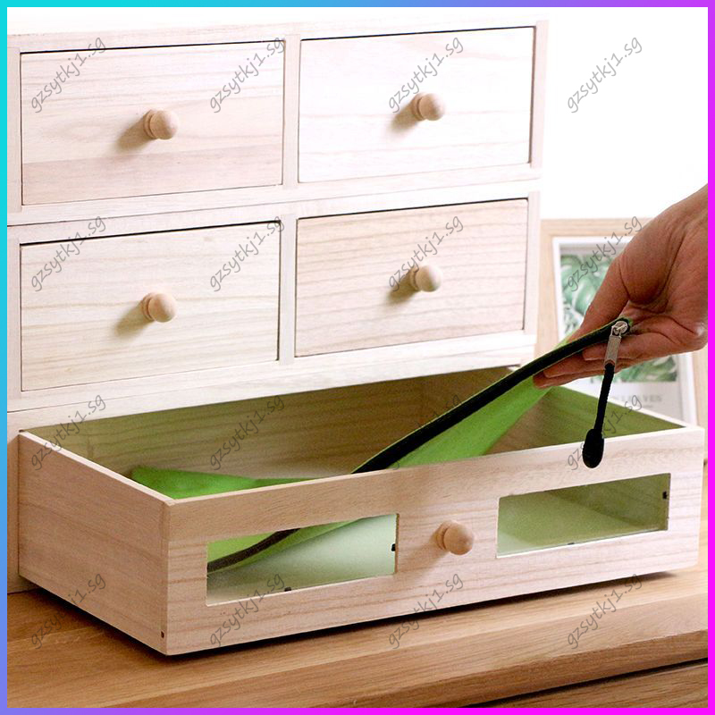 Office desktop organiser drawer solid wood with lock A4 file pocket ...
