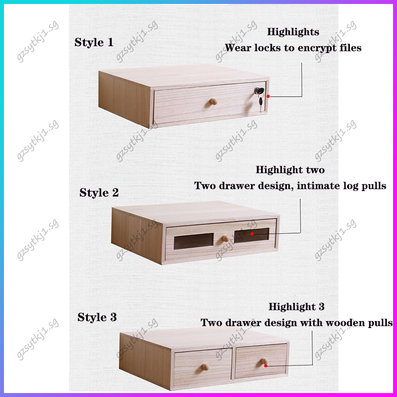 Office desktop organiser drawer solid wood with lock A4 file pocket ...