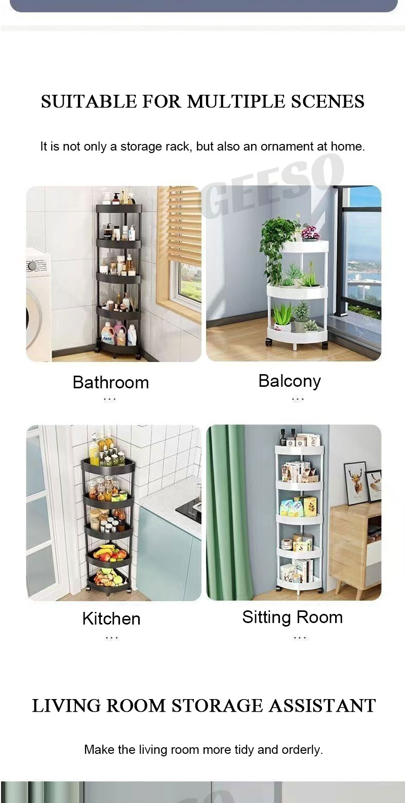 GEESO Tri-Corner Bathroom Rack Simple Corner Storage Rack Multipurpose ...