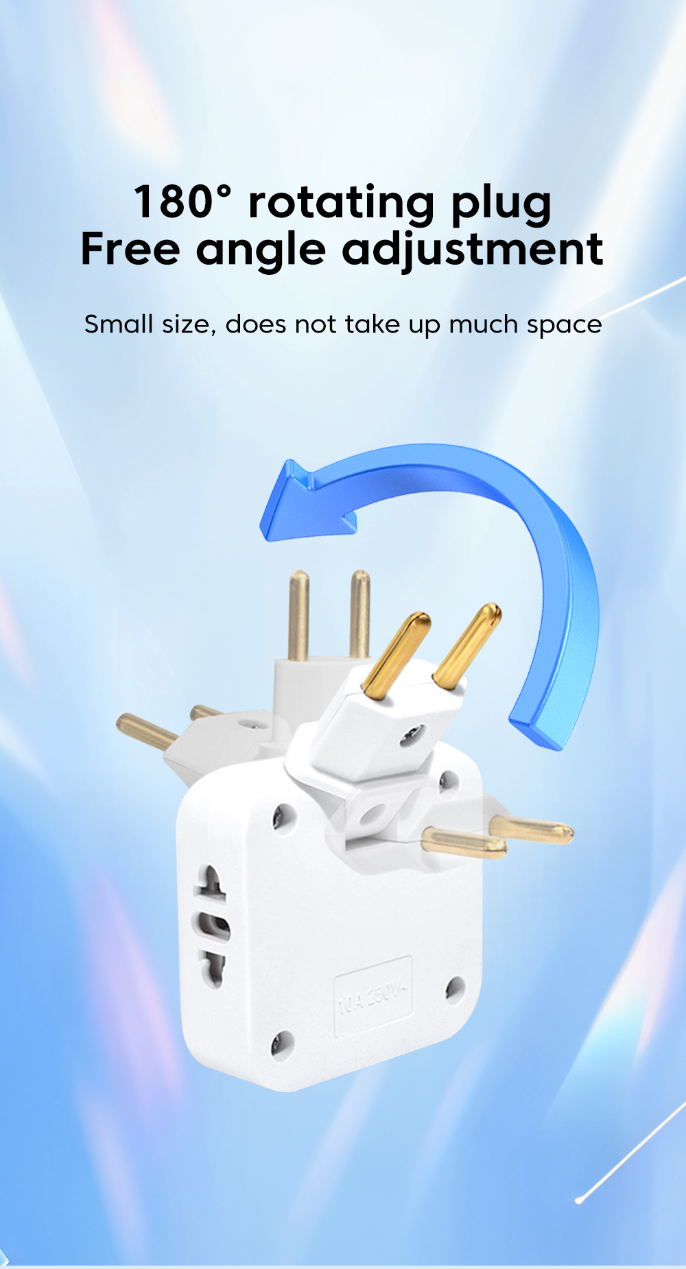EU Plug 180 Degree Rotatable Socket Converter 3 in 1 US Extension Plug ...
