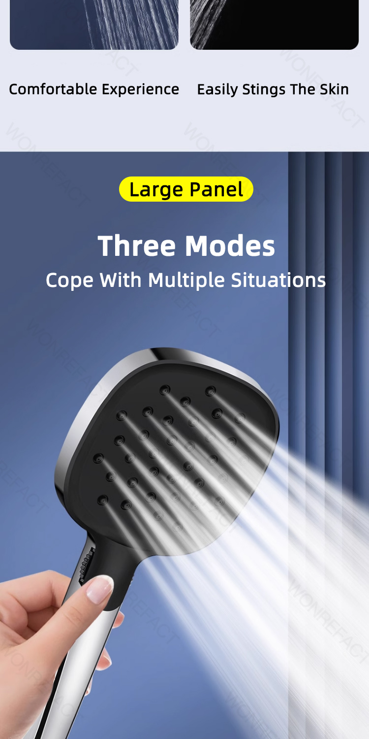 Luxury Bathroom Handheld Shower Head 3 Modes Adjustable High Pressure ...