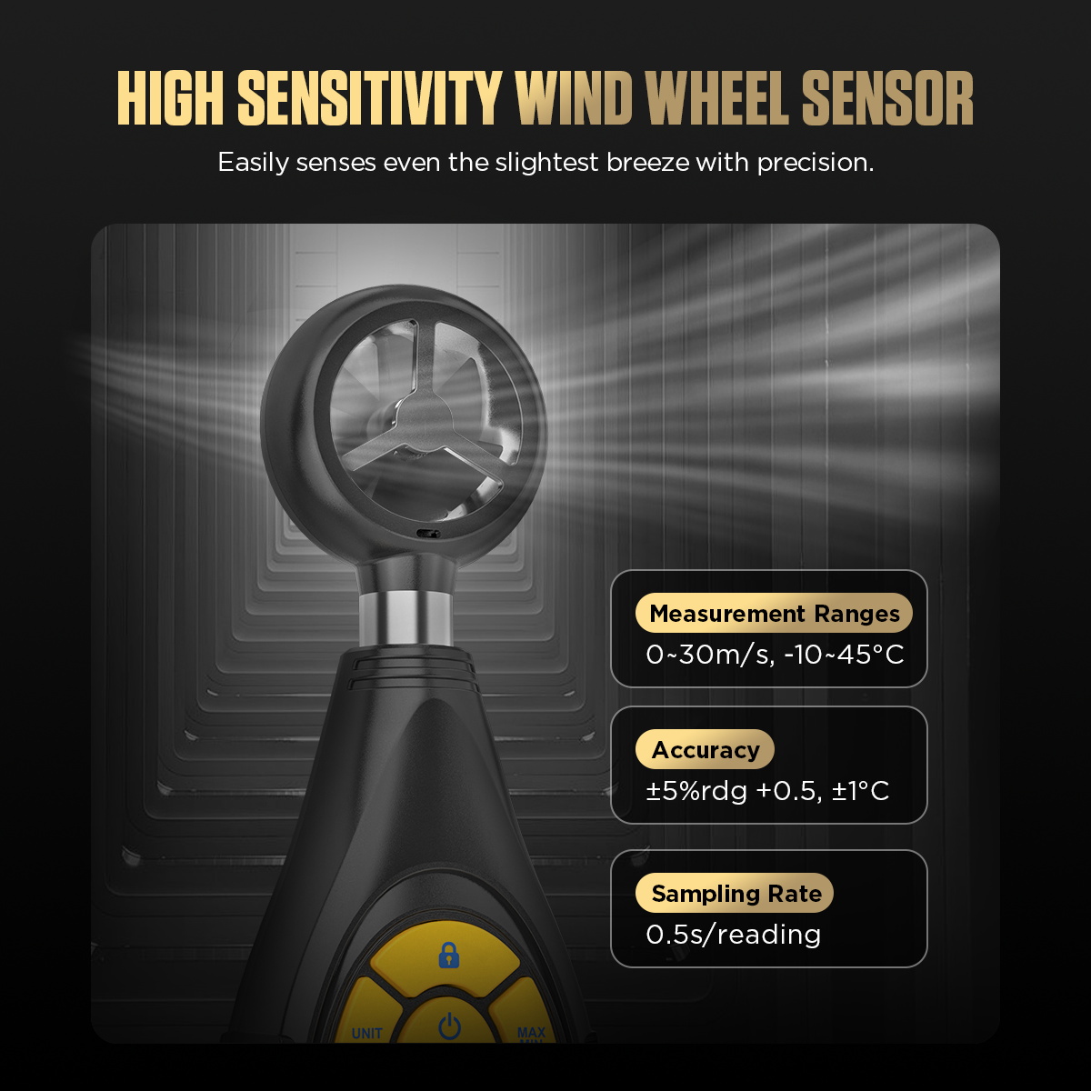 AUTOOL TR401 Digital Anemometer Handheld Air Flow Meter Wind Speed ...