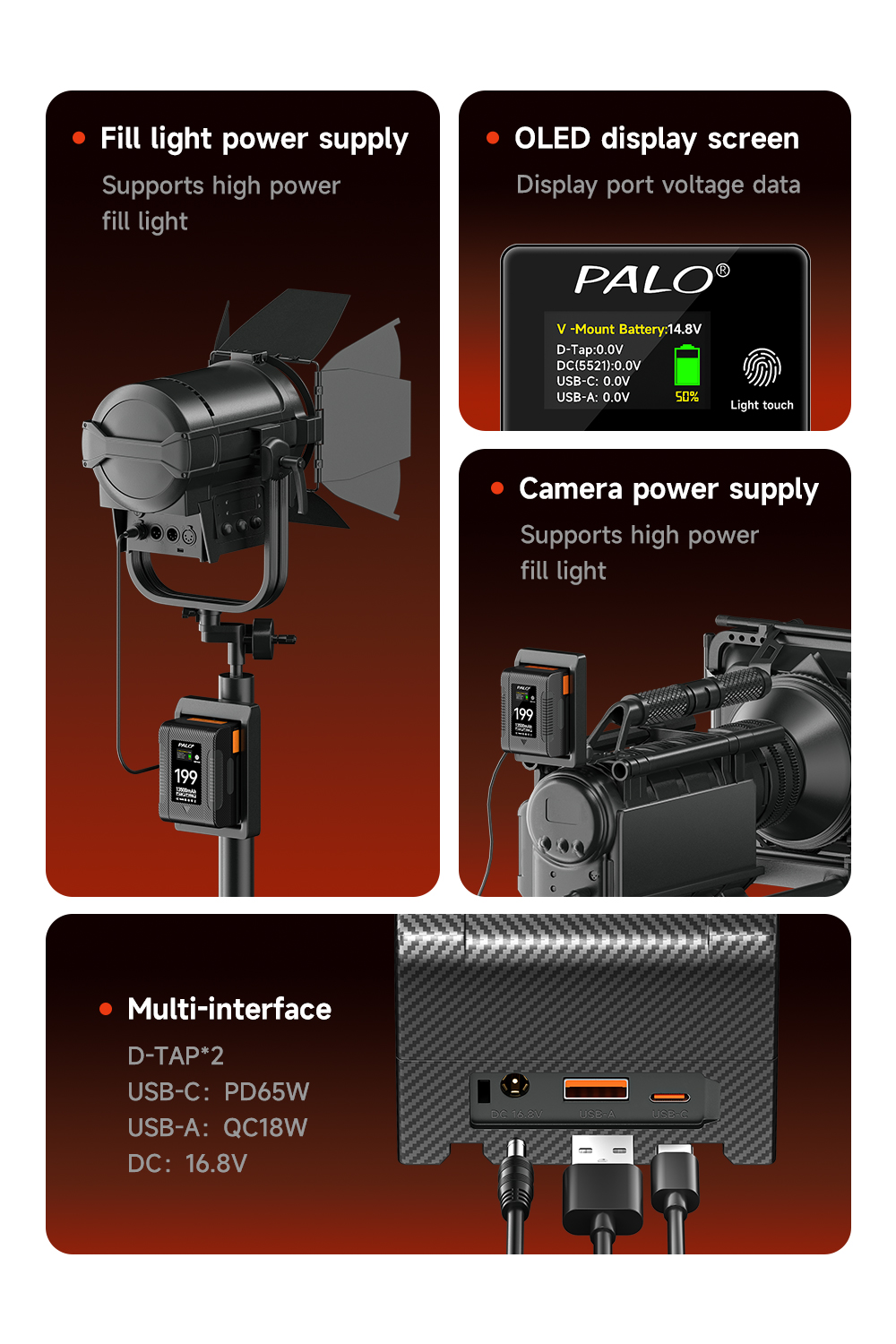 PALO V Mount V-Lock BP-199 Battery for Type-C USB Micro pocket ...
