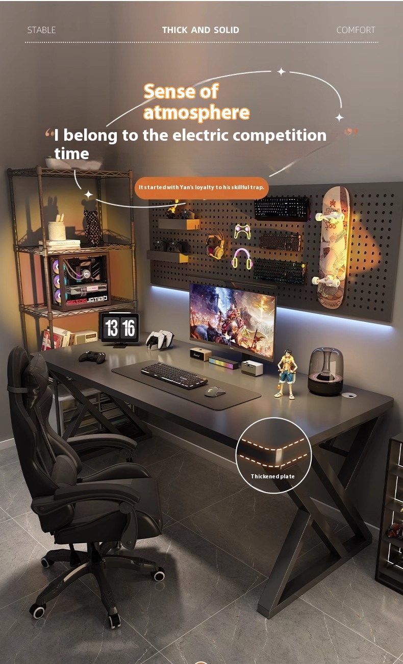 SG Curved Frame Steel Wood Computer Table, E-sport Design Study Desk ...