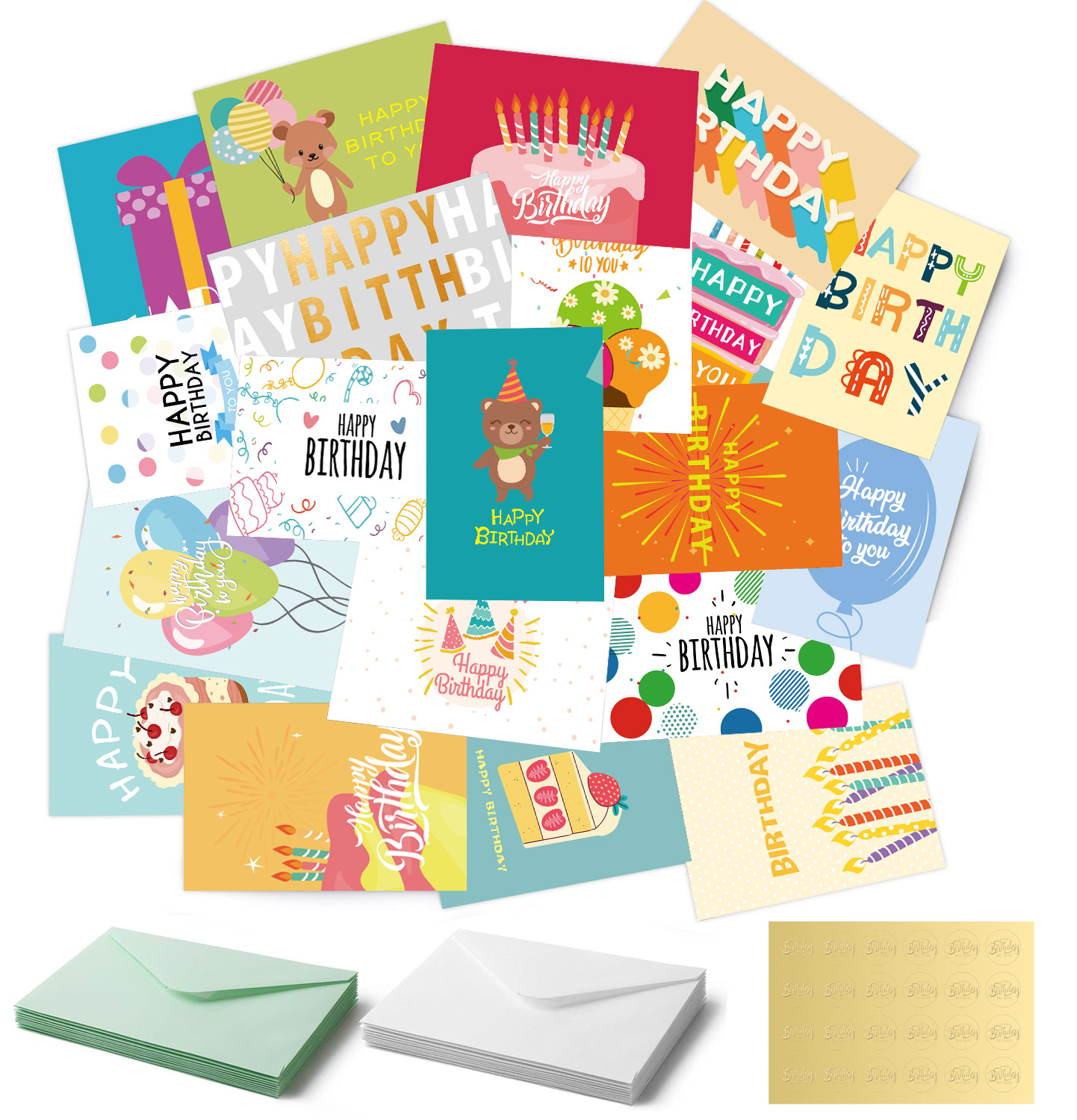 Happy Birthday Card, Birthday Card Variety Pack, Minimalist Birthday Cards, Simple Birthday Greeting Cards, Birthday Flower Cards, Bday Card