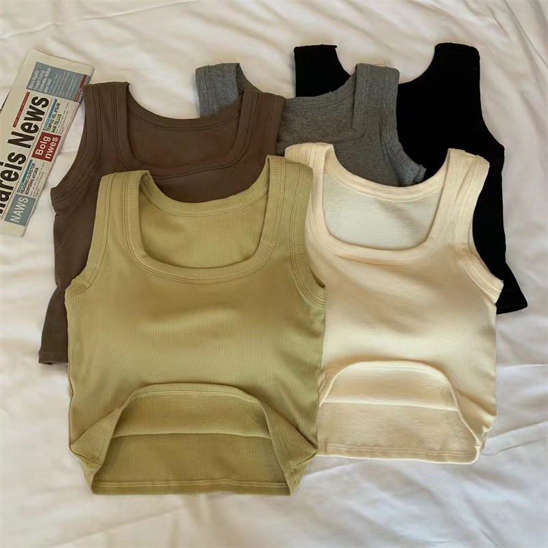Maniyun 100g Fixed Cup 95% Cotton Singlet Women Sleeveless Camisole ...