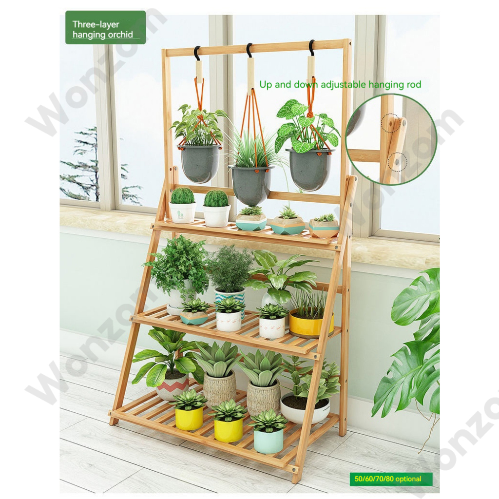 WONZOM Anti-corrosion Iron Flower Rack Floor-to-ceiling Multi-storey ...