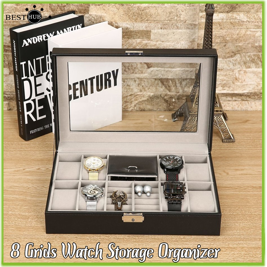 Watch Storage Organizer Double Layer Leather Watch Collection Box Ring ...