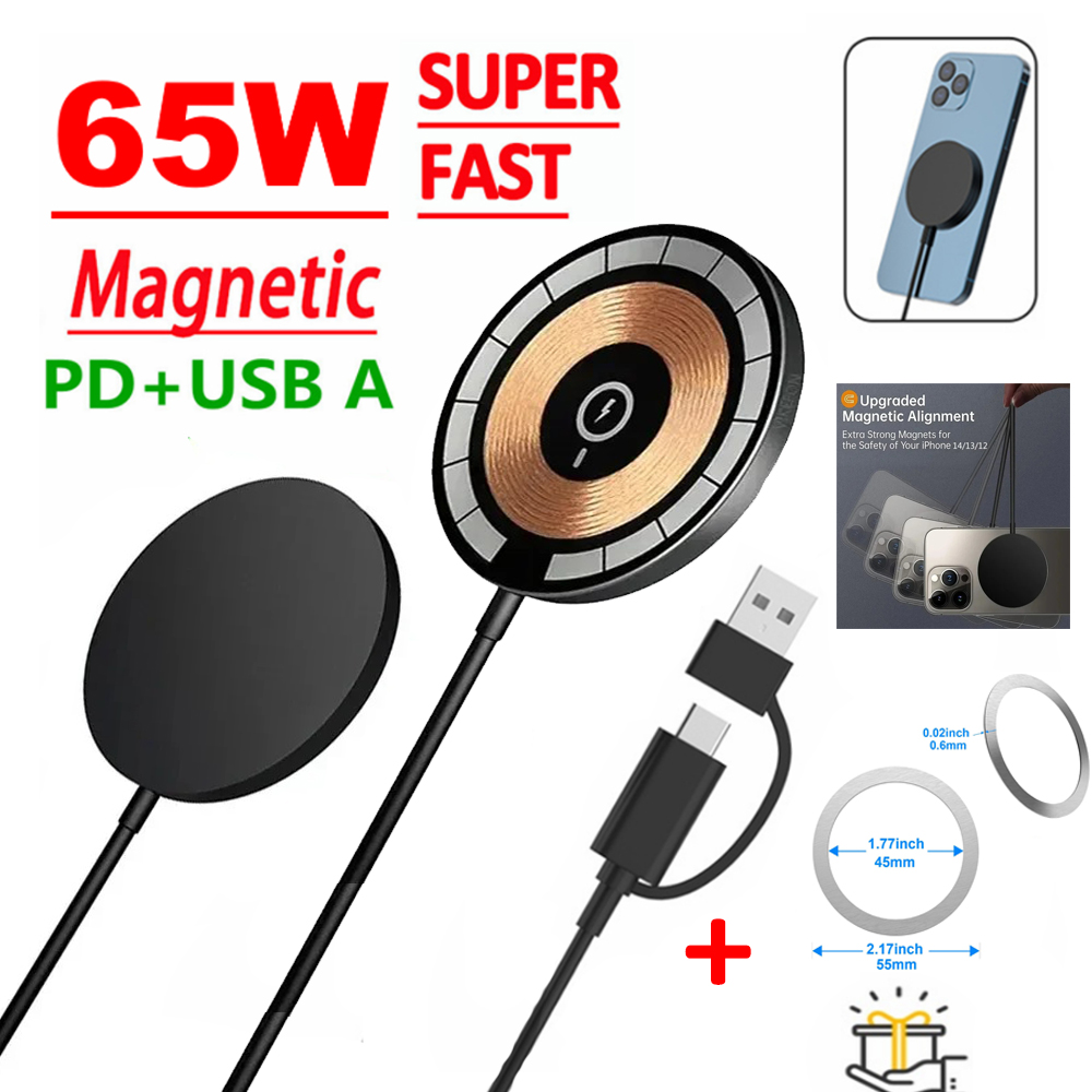 Ultra Thin Magnetic Wireless Charger 65W Fast Charging Pad for iPhone ...