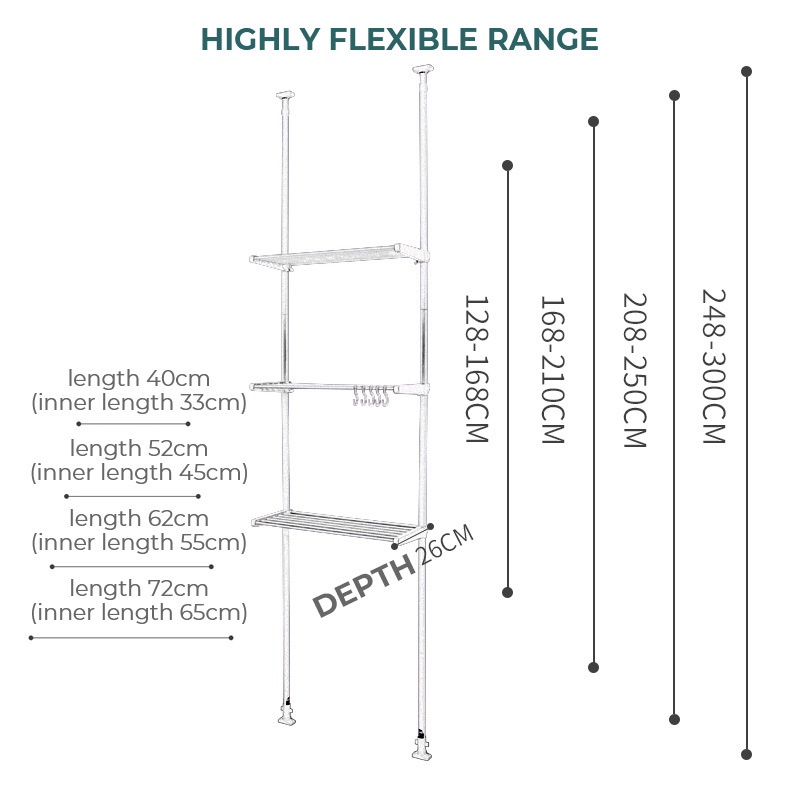 Height Adjustable Storage Rack Organizer Shelf Shoe Rack Bathroom ...