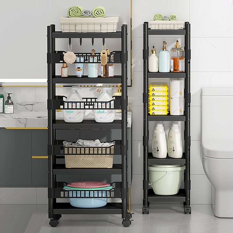 Stainless Steel Bathroom Rack Toilet Storage Rack with Wheels Kitchen ...