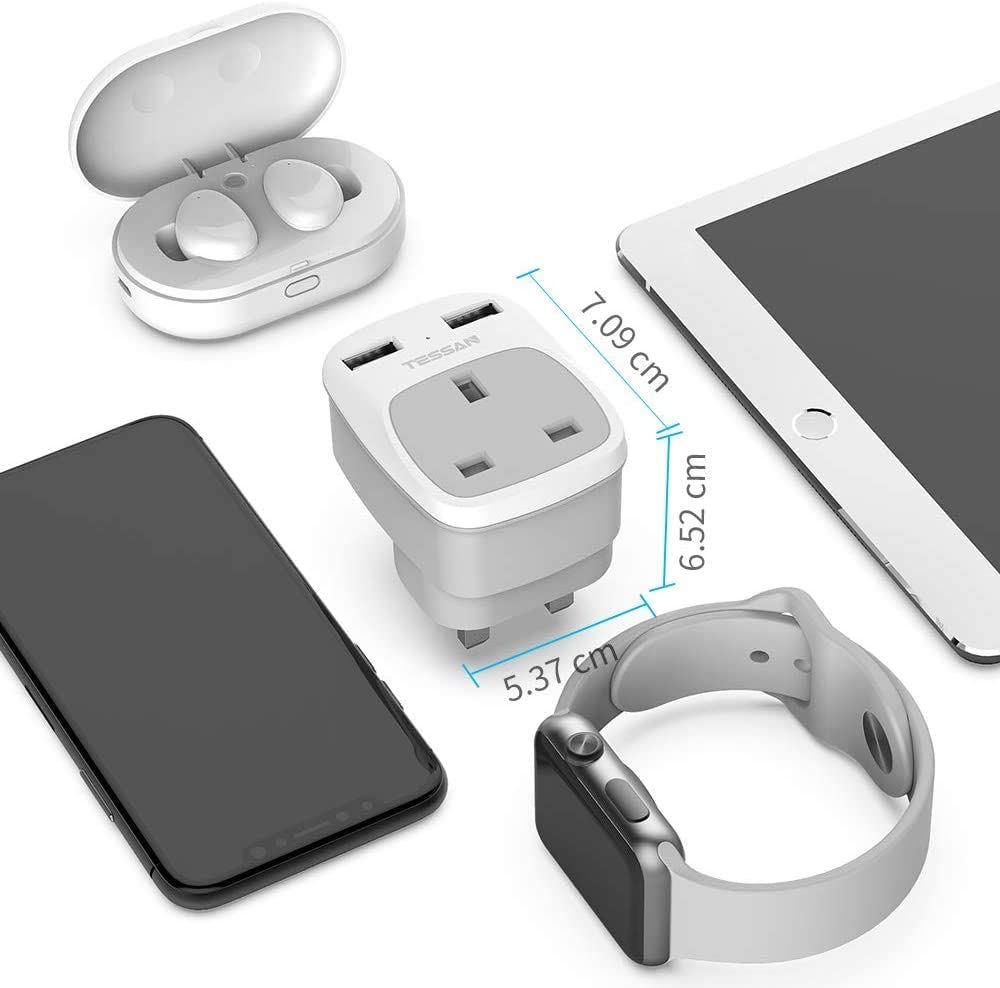 TESSAN Plug Socket Adapter with USB,Mini Power Extension Plug Adaptor ...