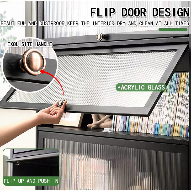 Transparent Book Shelf Cabinet with Flip Door Bedroom Bookshelf ...