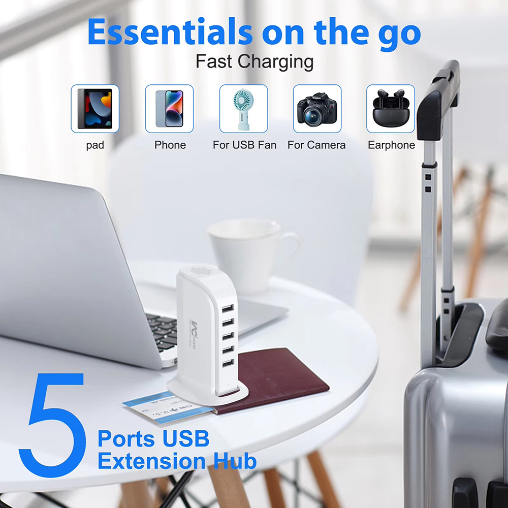 Charging Station for Multiple Devices Upoy, Multi USB Tower Hub with 5 ...