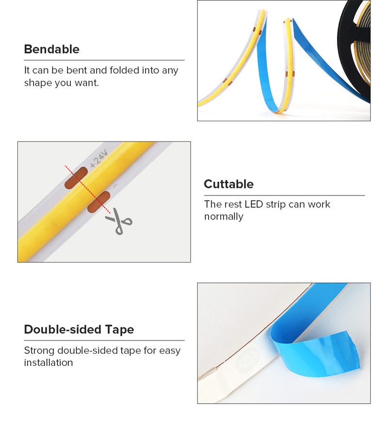 COB LED Strip Light, Motion Activated Light Strip with Adapter, Night ...
